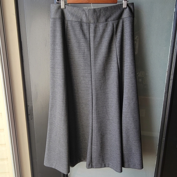 NEW Coldwater Creek Melange Boot Midi Skirt Dark Beige Size 10 Flare Zip Button - Picture 2 of 7